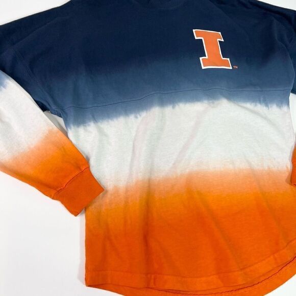 Spirit Jersey Long Sleeve Tee Women's XS Fighting Illini Dip Dye Jersey Illinois - Picture 3 of 8